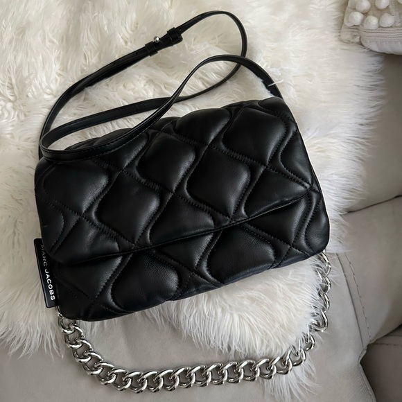 Marc Jacobs Quilted Smooth Leather Shoulder Crossbody Bag Black - Picture 2 of 15